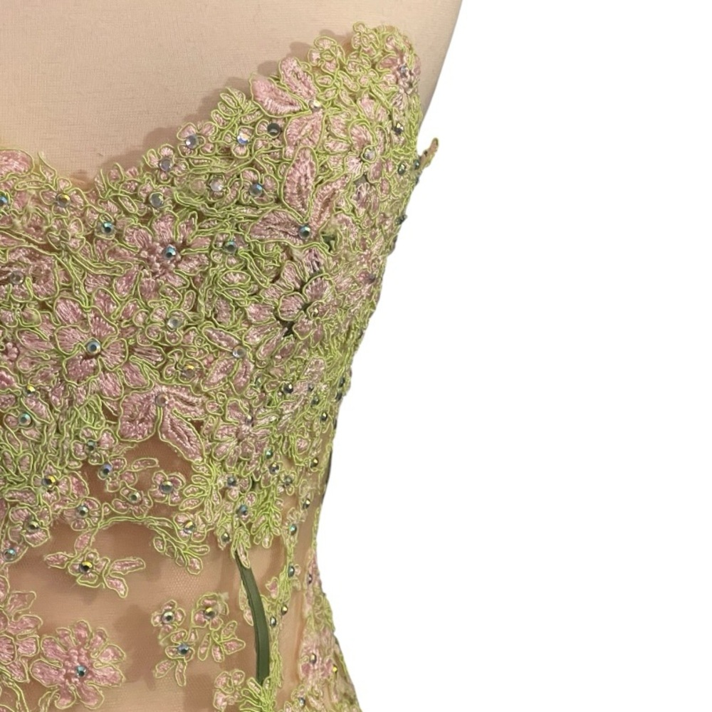 Jovani Green Iridescent‎ Strapless Ball Gown Corset Lace Pageant Dress Size 4 - Picture 8 of 16